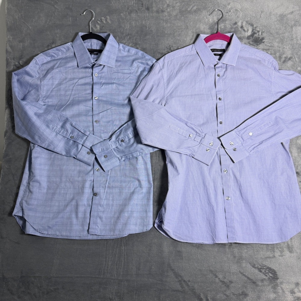 LOT OF TWO John Varvatos USA Dress Shirt Mens 16 32/33 Blue Purple